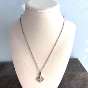Silver Tone North Star Compass Adjustable Necklace